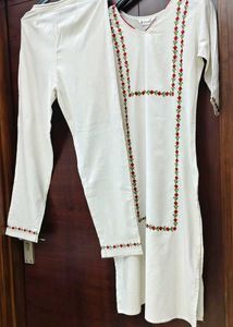 Embroidered Cotton Kurta Set