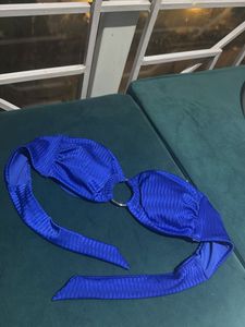 Vibrant Blue Bikini Top with Ring Detail