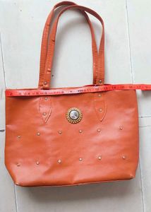Orange Tote Bag with Embellishment