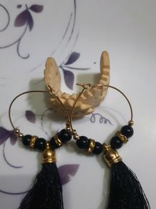 Black And Golden Tassel Earring 🖤
