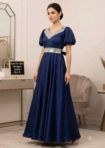 Elegant Navy Blue Gown with Sequins