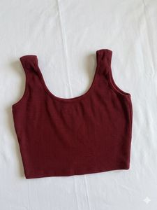 Ribbed Maroon Crop Tank Top