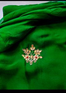 Elegant Green Embroidered Saree
