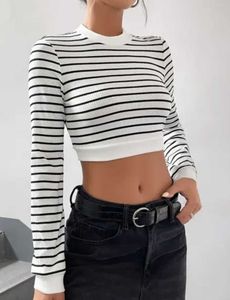Striped Long Sleeve Crop Top