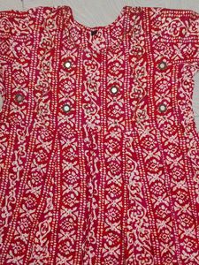 Red Printed Anarkali Kurta