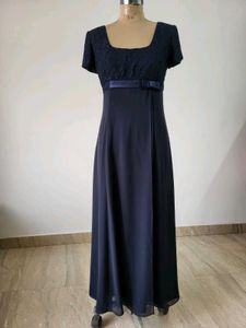 Elegant Navy Blue Lace Gown