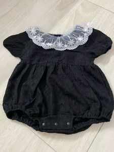Baby Girls Black Lace Collar Romper