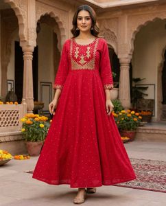 Elegant Red Anarkali Kurta Set size issue