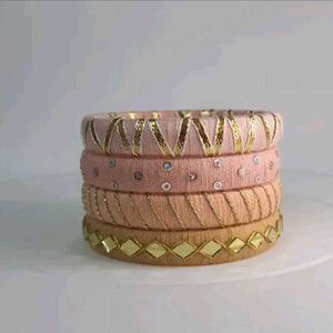 Set of 4 Elegant Silk Thread Bangles🩷