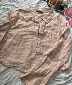 Light Pink Textured Button-Up Shirt