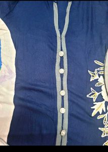 Elegant Embroidered Blue&amp;White anarkali Kurta used