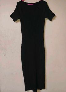 anko Black Ribbed Midi Dress