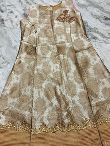 Olive &amp; Rani Pink Brocade Kurti-Lehenga Set