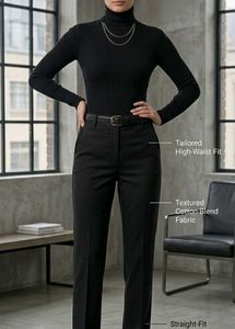 Black straight fit trousers
