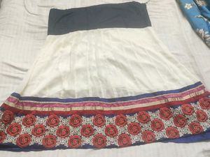 Cream And Blue Georget Skirt