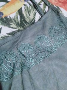 Green Lace Trim Cami Top