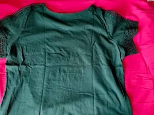 Dark Green Crochet Sleeve Top