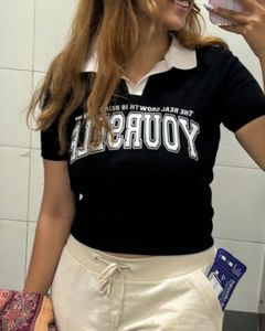 Black Collared Graphic Tee