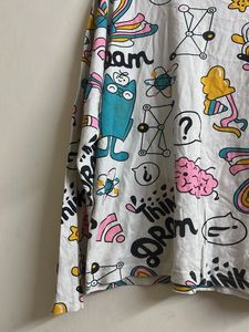 White Graphic Print Long Sleeve Tee
