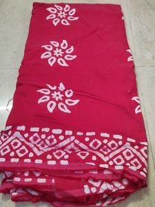 Red Batik Print Saree