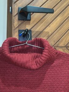 Burgundy Turtleneck Knit Sweater