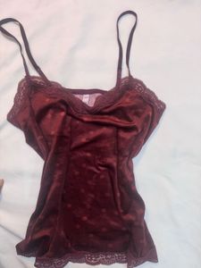 Burgundy Velvet Lace Cami Top
