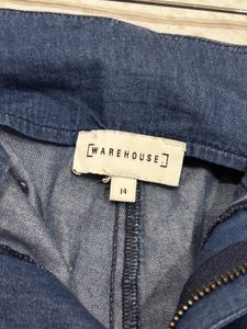 Blue denim high rise retro flare jeans