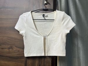 Ribbed Crop Top with Butterfly Detail