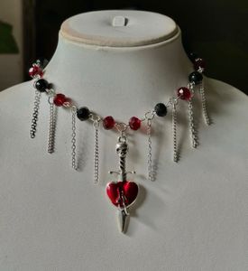 HANDMADE Gothic Heart & Dagger Choker Necklace