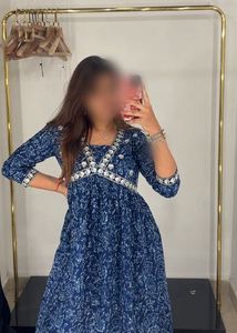 SALE - Blue Printed Ethnic Kurti With Pants