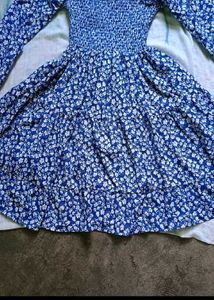 Floral Blue Smocked Dress