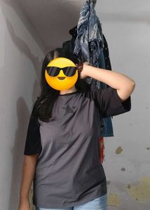 Grey Star Print Raglan T-Shirt