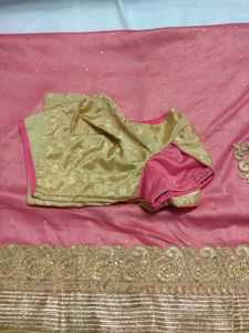 Designer saree with stitched blouse