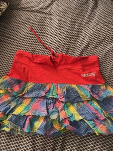 Boho checkered Tiered Mini Skirt