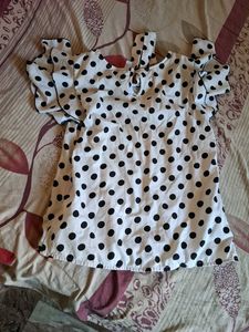Polka Dot Top with Ruffle Sleeves
