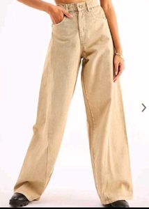 Cream Wide Leg Jeans