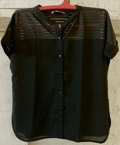 Marie Claire Sheer Short Sleeve Shirt Top