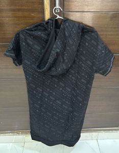 Short Sleeve Hoodie Dress with Motivational Print