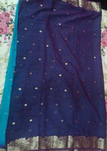 Beautiful Blue &amp; Purple Saree without blouse