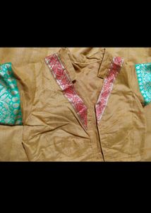 Vibrant Orange Saree with Green Border