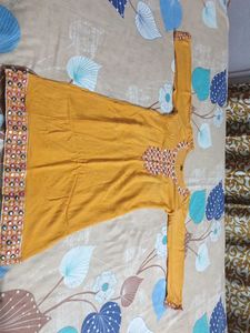Yellow Kurta with Mirror Work