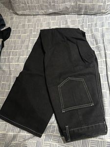 Black Wide Cargo Jeans
