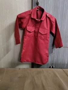 Boys' Red Kurta Pajama Set