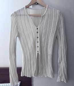 Elegant Knit Button-Down Top