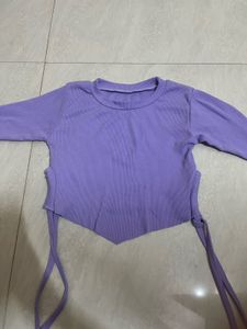 Purple Long Sleeve Cropped Top