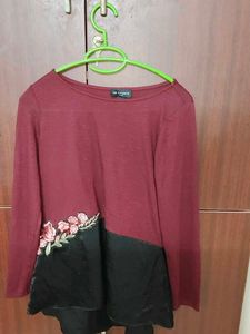 Chic Maroon Embroidered Top