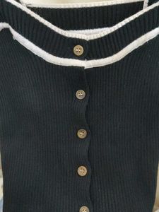 Black Button-Up Knit Tank Top