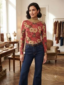 Vintage Floral Turtleneck Sweater