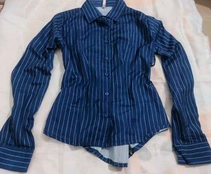 Striped Blue Button-Up Shirt
