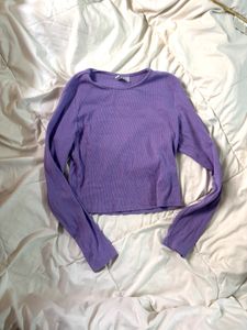 Purple Long Sleeve fitted crop top